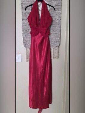 Isis Ruby Red Prom Halter-Style Maxi Dress